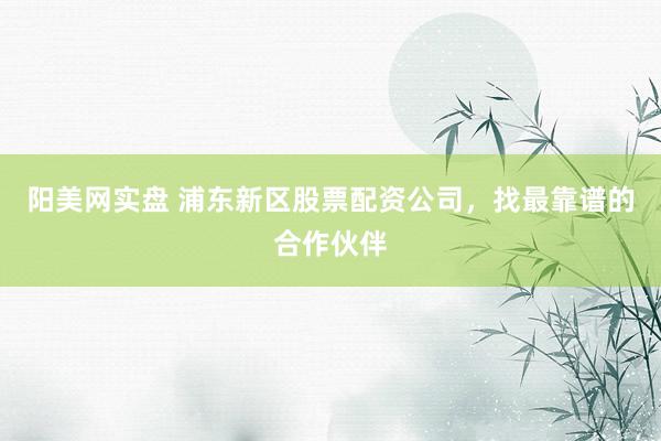 阳美网实盘 浦东新区股票配资公司，找最靠谱的合作伙伴